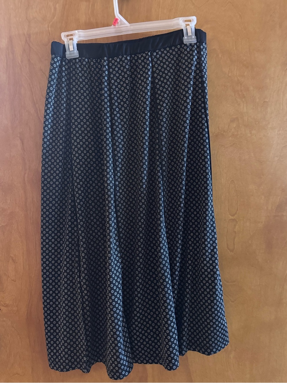 Robert Louis Black Printed A-Line Midi Skirt